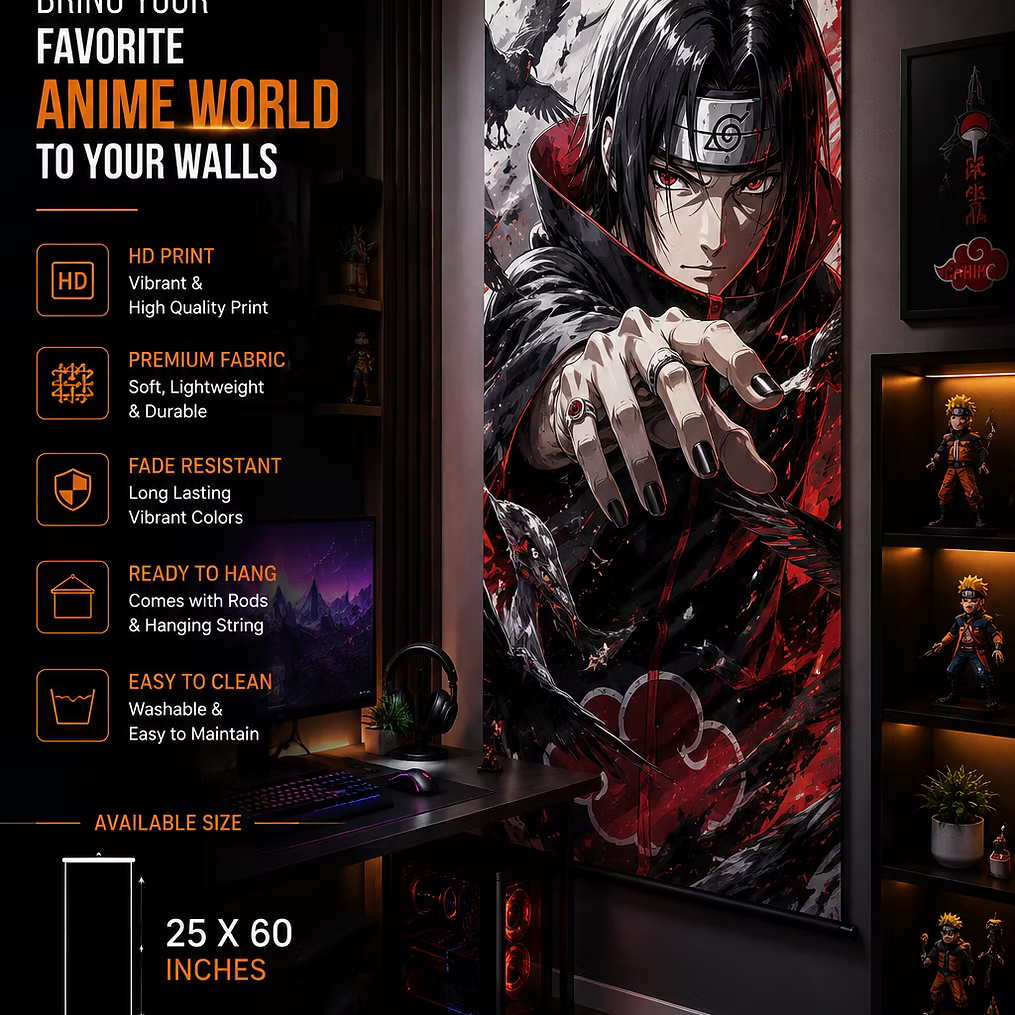 WAKUZY Premium Anime Wall Scroll | HD Printed Hanging Poster | 25×60 Inches undefined