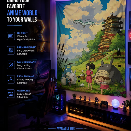 WAKUZY Premium Anime Wall Tapestry | HD Printed Room Decor | 56×96 Inches