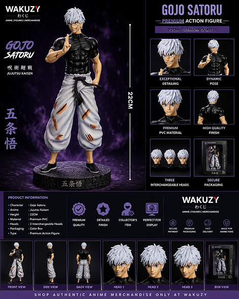 Gojo Satoru Standing Figure (22CM) – Three Interchangeable Heads