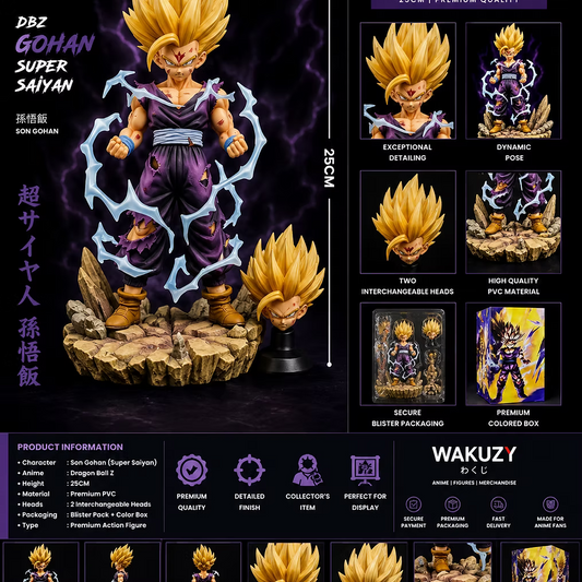 DBZ Gohan Super Saiyan Premium Figure (25CM) – Double Head Edition