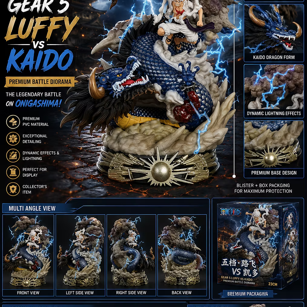 Monkey D. Luffy Gear 5 vs Kaido 23CM Premium PVC Battle Diorama Figure