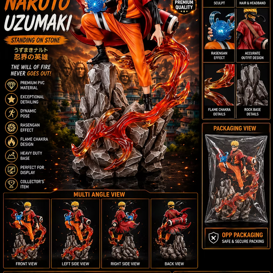 Naruto Uzumaki Standing on Stone 23CM Premium PVC Action Figure 5