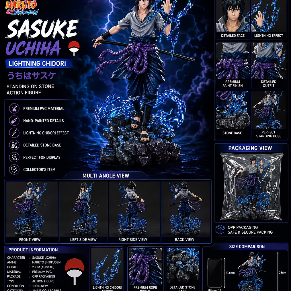 Sasuke Uchiha Lightning Chidori Premium PVC Anime Figure Statue