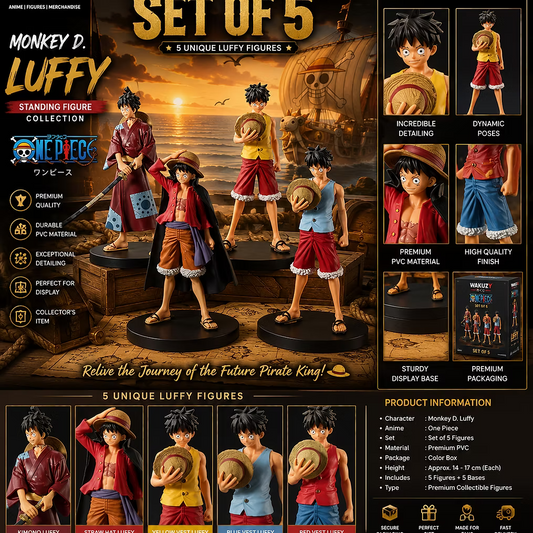 Monkey D. Luffy Standing Figure Set of 5 | One Piece Premium PVC Collectible Fig undefined