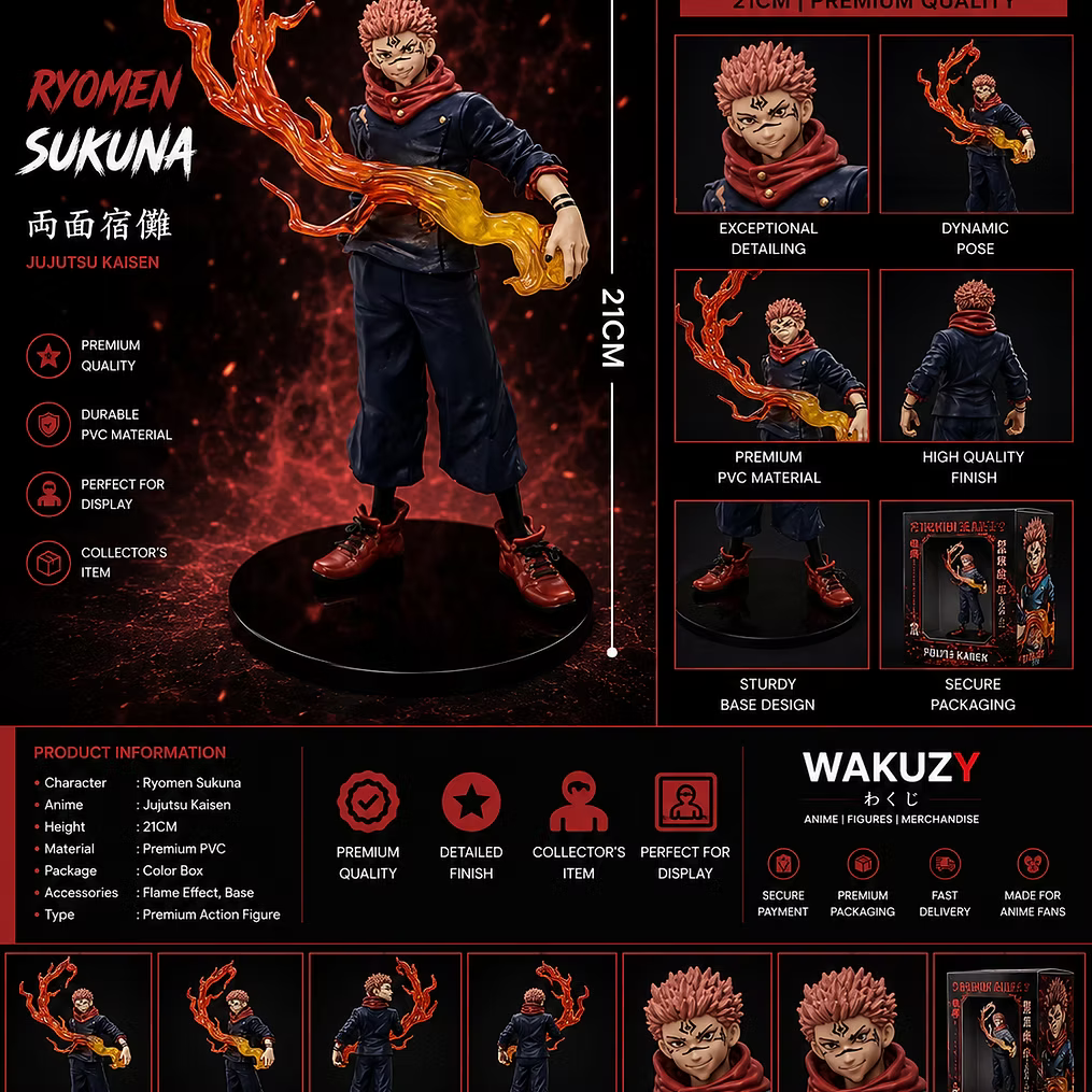 Ryomen Sukuna Standing with Flame 21CM Premium PVC Action Figure undefined